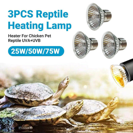 3PCS Reptile Heating Light Bulb UVA UVB Tortoise Turtle Lizard UV Basking Lamp