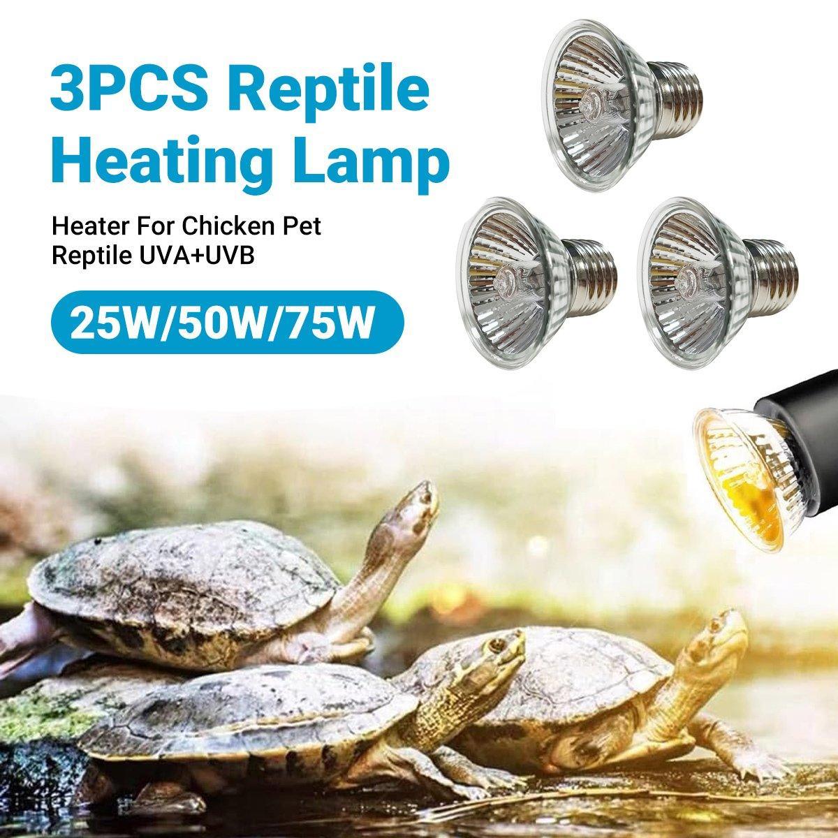 3PCS Reptile Heating Light Bulb UVA UVB Tortoise Turtle Lizard UV