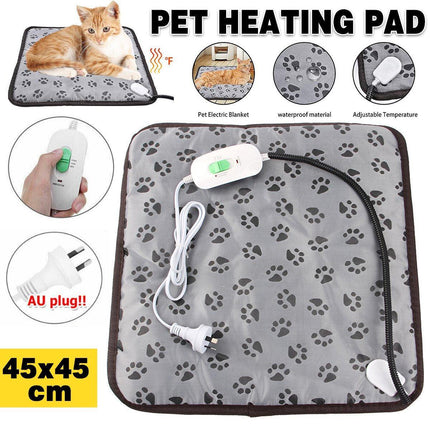 Electric Pet Heating Pad Waterproof Cover Heated Mat Dogs Cats Bed Blanket - Aimall