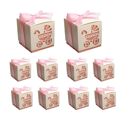 50X Shower Party Bomboniere Box 6x6x6cm with Ribbon for Birthday and Celebration Use