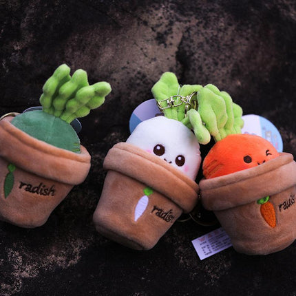 Lifelike Plants Potted Radish Stuffed Plush Toys Cartoon Plants kid keychain - Aimall