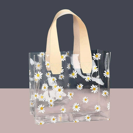 10pcs Small Fresh Transparent PVC Tote Bag Wedding Candy Gift Bag Daisy Design