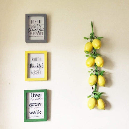 2pcs Artificial Yellow Lemon Hanging Decorations Fake Fruit Home Decor Set