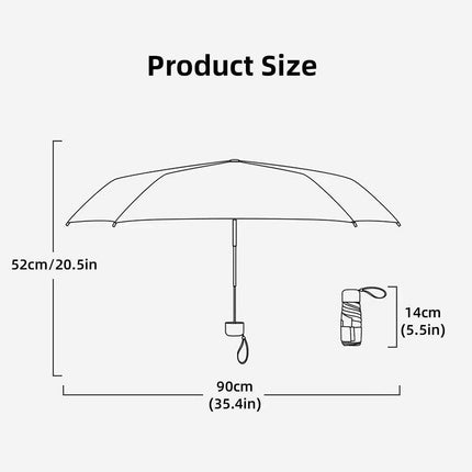 Portable Five Fold Sun Protection Umbrella Compact Travel Folding Umbrella