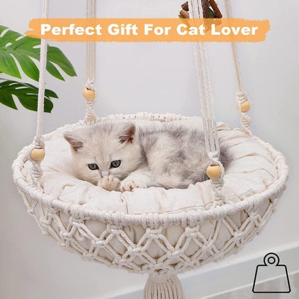 Macrame Cat Hammock Boho Style Kitty Hanging Swing Bed Pet Sleeping Bed Cat