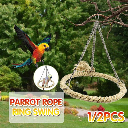 Parrot Rope Ring Swing Toys Budgie Cockatiel Hanging Cage Hammock Perch Bird Toy - Aimall
