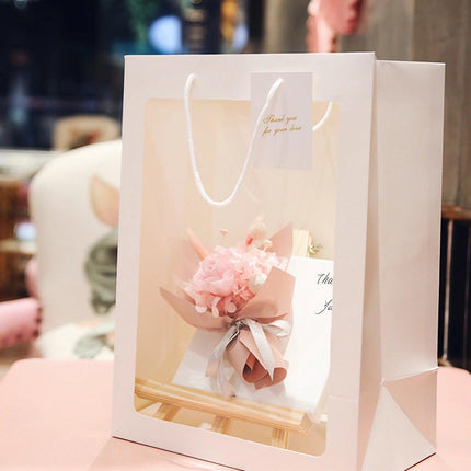 50PCS Flower Bouquet Tote Wedding Favor Bag Bride Tote Clear Gift Bags Handbag White - Aimall