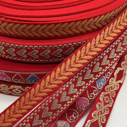 1.5CM*45M Geometric Woven Ribbon Trim in 4 Styles - Aimall