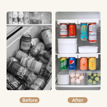 Refrigerator Hanging Drink Organizer Can Holder for Space Saving Kitchen Storage