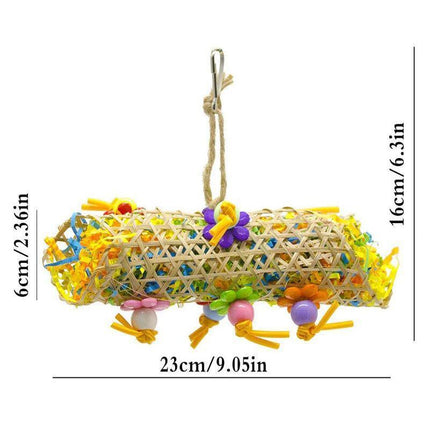 3PCS Bird Parrot Shredding Toys Chewing Foraging Hanging Cage Shredder Bell Toys - Aimall