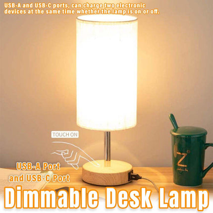 3-Speed Dimmable Bedside Table Lamp Touch Control Modern Nightstand Light