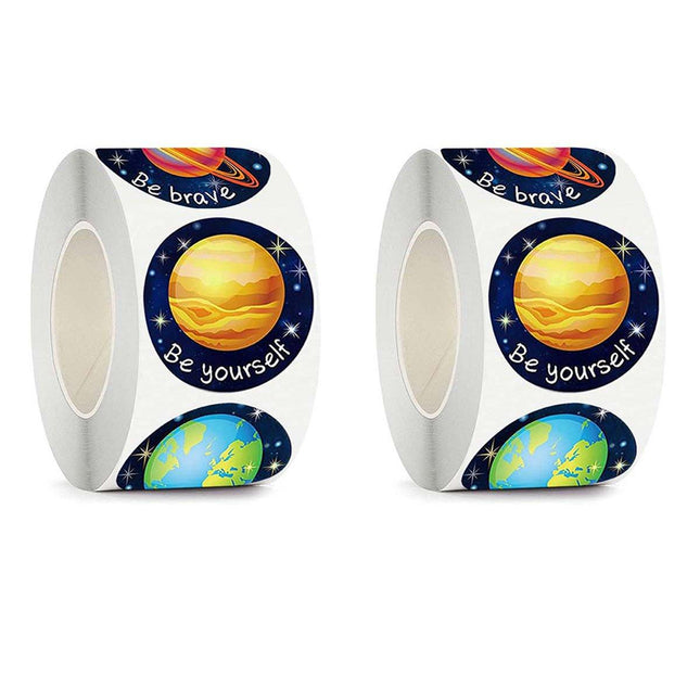2 Rolls of Decorative Sticker Labels with Cute Designs for Crafting and Creative Projects