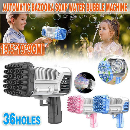 36 Holes Bubble Gun Automatic Gatling Soap Water Bubble Machine Outdoor Party - Aimall