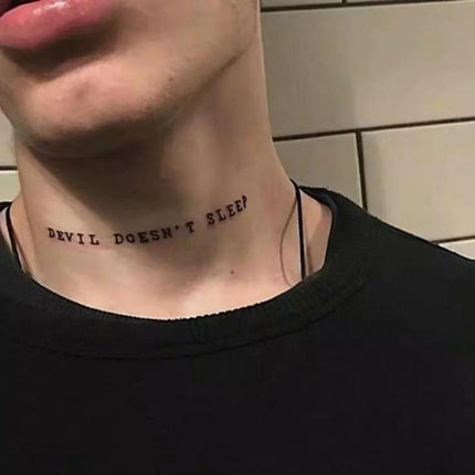 Devil Does Not Sleep English Tattoo Darkly Temporary Body Art Sticker Waterproof - Aimall