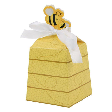 50PCS Bee Party Candy Box Chocolate Box with Ribbon Yellow Gift Boxes