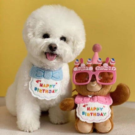 Pet Birthday Dog Cat Bib Scarf Hat Accessory Dogs Cats Celebration