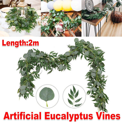 Artificial Eucalyptus Garland 2m Green Vine Fake Plant Home Decoration Rattan