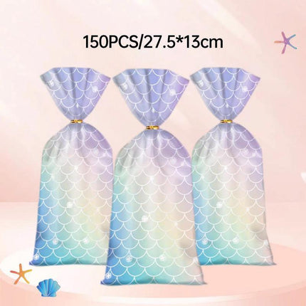 150pcs Mermaid Candy Bags for Kids Birthday Party Christmas Gift Packaging