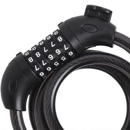 Bike Bicycle Cycling Lock 5-Digit Combination Security Cable Lock 12*1200mm - Aimall