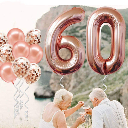 100cm Foil Number Balloon 40" Rose Gold Silver Rainbow Birthday Party Wedding Rose Gold - Aimall