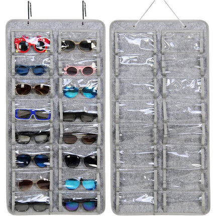 Wall Mounted Felt Glasses Storage Bag Foldable Hanging Sunglasses Organizer