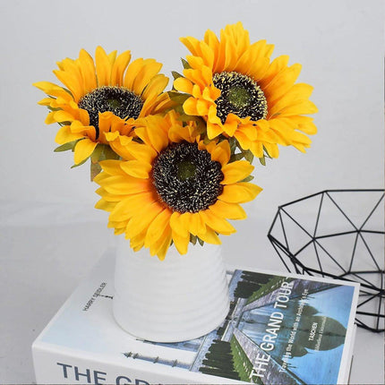 10pcs Artificial Sunflower Bouquet Fake Flower Arrangement Indoor Home Decor Set