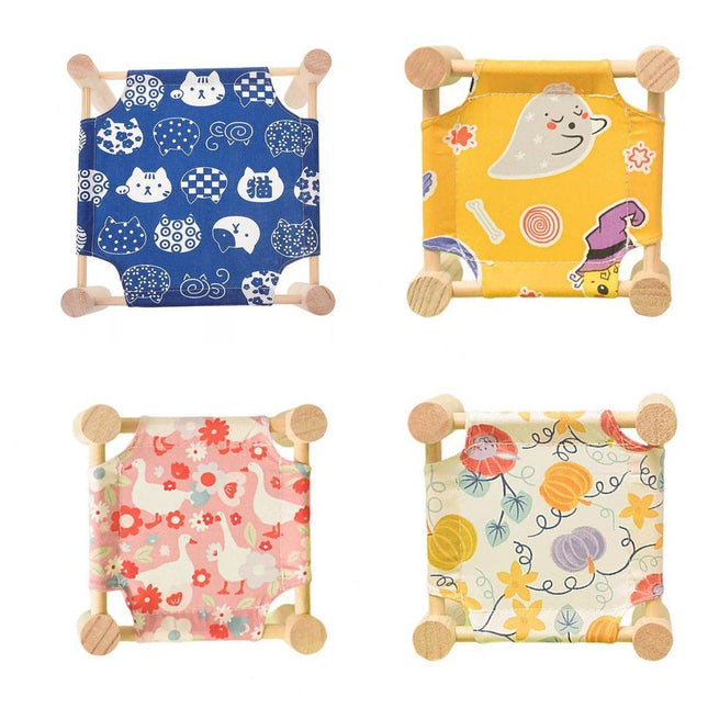 Breathable Wooden Hamster Bed Nest Supplies Dismantle Washable Hammock Pet House