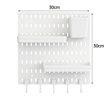 Wall Mounted Pegboard Storage Rack No Drill Organizer Tool Shelf Home Office