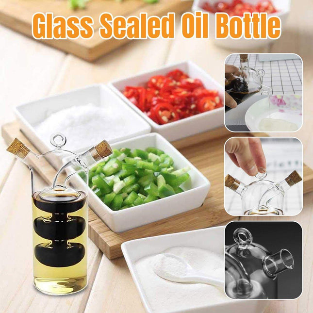 Glass Oil Vinegar Dispenser Bottle with Cork Lid Kitchen Soy Sauce Container