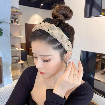 Splicing Colours Braided Diamond Headband Net Yarn Twist Braid Wide Head Hoop - Aimall