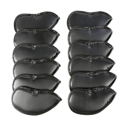 12PCS PU Leather Head Cover Golf Iron Club Putter Headcover 3-SW Set Black - Aimall