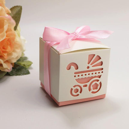 50X Shower Party Bomboniere Box 6x6x6cm with Ribbon for Birthday and Celebration Use