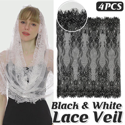 4PCS Women Ladies Lace Floral Head Scarf Summer Shawl Breathable