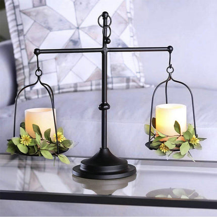 Black iron balance Scale candlestick decorative candle wedding Home Decor Gifts