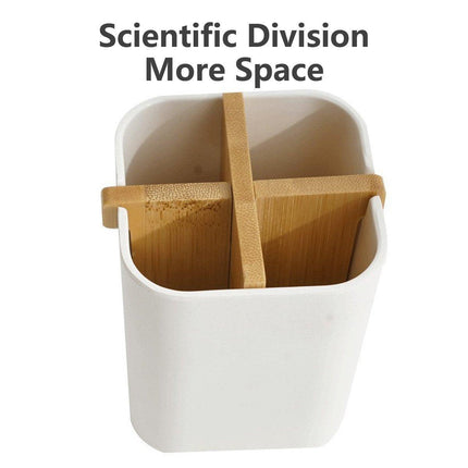 Bamboo Fiber Toothbrush Box Bathroom Organizer Desktop Storage Box Pen Holder