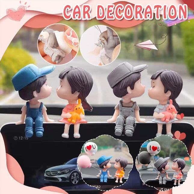 New Fashion Car Dashboard Lovely Couple Girl Boy Good Luck Ornament Auto Decor - Aimall