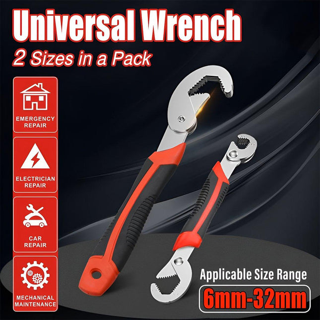 2PCS Snap N Grip Wrench Set Universal Adjustable Multi Function Spanner Tool - Aimall