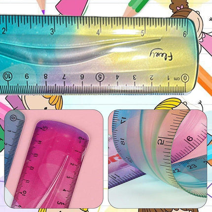 4pcs Colourful Bendable Soft Ruler 15cm Foldable Flexible Measuring Ruler Set