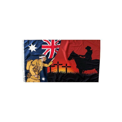 Lest We Forget Flag Australian War Horse Flag ANZAC Day Remembrance Flag - Aimall