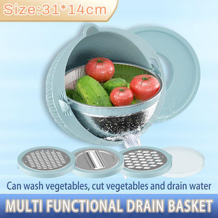 Stainless Steel Drainer Basket Double Layer Rotatable Dishwashing Fruit Basket