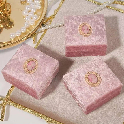 5PCS Pink Vintage Jewelry Velvet Ring Necklance Box Gift Wedding Box