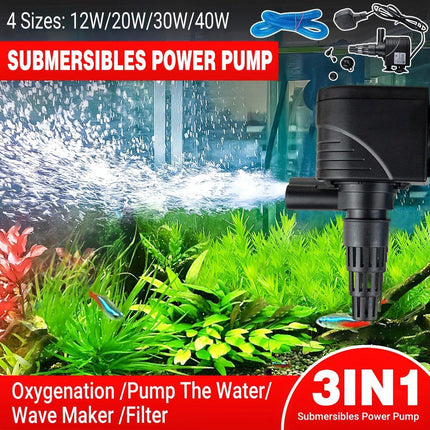 3in1 Mini Aquarium Fish Tank Filter Submersible Water Purifier Oxygen Pump