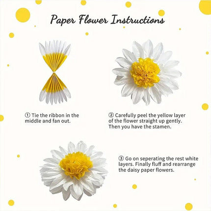 8PCS Sunflower Daisy Paper Flowers 20cm/30cm Wall Hanging Party Room Decoration