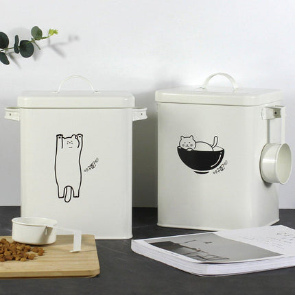 Food Storage Bucket Sealed Moisture Proof Container for Cat Dog Snacks Tin Box