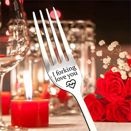 I forking love you Engraved Stainless Steel Fork w/ Gift Box Lover Best Present - Aimall
