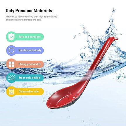 10PCS Soup Ramen Spoons Asian Chinese Japanese Utensils Long HandleHook Flatware - Aimall