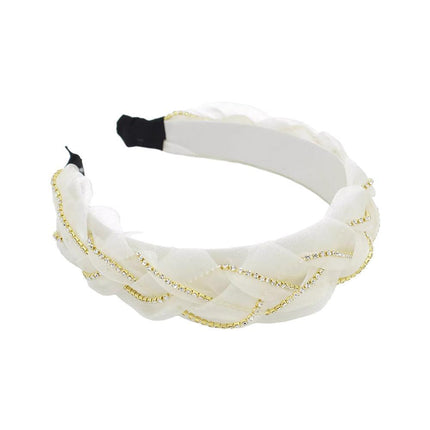 Women Hairband Twist Organza Knot Cross Tie Wide Headwear Hair Band Hoop Shiny - Aimall
