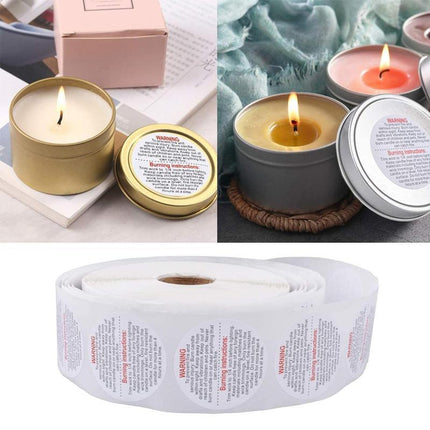 500PCS/Roll Candle Safety Warning Label Candle Jar Stickers Round Wax Melting - Aimall