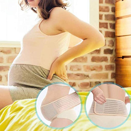 Pregnancy Belly Band Breathable Maternity Belt Back Pelvic Support Beige - Aimall