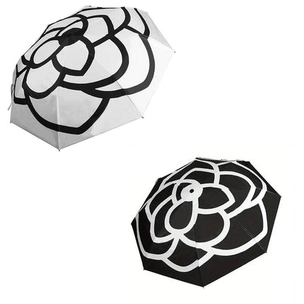Rain Umbrella Compact Folding Sunscreen Umbrella Camellia Outdoor UV Protection